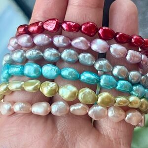 Multicolored Freshwater Pearl Stretch Bracelets – Stackable Set